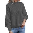 thumbnail image 1 of Duoif Sweaters for Women Trendy Women's Round Neck Flower Knitted Long Sleeved Shirt Pullover Sweater Women's Sweaters Womens Tops Grey XXXL, 1 of 5