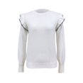 thumbnail image 1 of Duoif Sweaters for Women Trendy Women's Ruffled Sweater Loose Solid Color Crewneck Pullover Fashion Sweater Women's Sweaters Womens Tops White M, 1 of 9