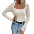 thumbnail image 1 of Duoif Sweaters for Women Trendy Women's Sexy Slim Solid Color Square Neck Knitting Sweater in Autumn and Winter Women's Sweaters Womens Tops C S, 1 of 5