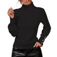 thumbnail image 1 of Duoif Sweaters for Women Trendy Women's Solid Color Pullover Crew Neck Sweater Stripe Knit Fashion Sweater Women's Sweaters Womens Tops Black L, 1 of 8