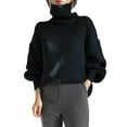 thumbnail image 1 of Duoif Sweaters for Women Trendy Women's Turtleneck Fall/Winter Fashion Loose Fitting Pullover Sweater Women's Sweaters Womens Tops Black, 1 of 2