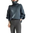 thumbnail image 1 of Duoif Sweaters for Women Trendy Women's Turtleneck Fall/Winter Fashion Loose Fitting Pullover Sweater Women's Sweaters Womens Tops Blue, 1 of 2