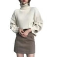 thumbnail image 1 of Duoif Sweaters for Women Trendy Women's Turtleneck Fall/Winter Fashion Loose Fitting Pullover Sweater Women's Sweaters Womens Tops White, 1 of 2