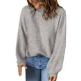 thumbnail image 1 of Duoif Sweaters for Women Trendy Womens Top Turtleneck Solid Color Loose Pullover Sweater Women's Sweaters Womens Tops Grey XL, 1 of 5