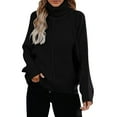 thumbnail image 1 of Duoif Sweaters for Women, Women Turtleneck Sweaters Long Sleeve Casual Oversized Chunky Pullover Sweater Knit Tops Womens Sweaters Black XXL, 1 of 5