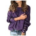 thumbnail image 1 of Duoif Sweaters for Women, Women's Fashion Solid Color Pullover Round Neck Warm Long Sleeve Sweater Womens Sweaters Purple S, 1 of 2