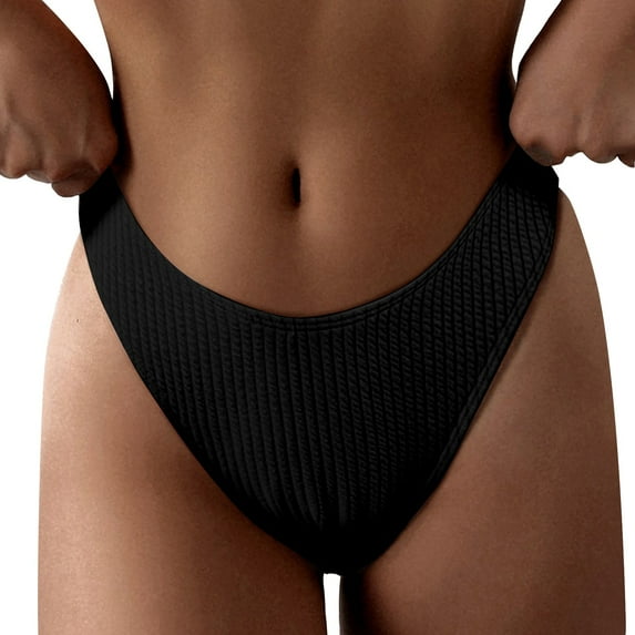 Duoif Swim Shorts Women, Bikini Bottom for Women Swimsuits High Waisted Bathing Suits High Cut Bathing Suit Bottoms Black L