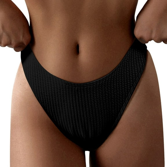 Duoif Swim Shorts Women, Bikini Bottom for Women Swimsuits High Waisted Bathing Suits High Cut Bathing Suit Bottoms Black L