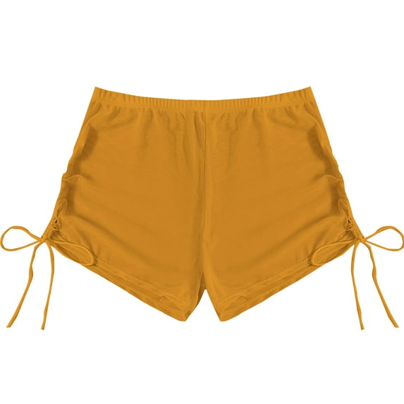 Duoif Swim Shorts Women, Bikini Bottoms for Women High Waist Breathable Chiffon Swim Shorts Full Coverage 2025 Summer Beach Bikini Bottoms Bathing Suit Bottoms Yellow XS