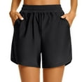 thumbnail image 1 of Duoif Swim Shorts Women, High Waisted Board Swimsuit Bathing Shorts with Pockets Boy Shorts Swimsuit Bottom Wide Elastic Sports Yoga Shorts Swimbottom Swimsuit Bottoms for Women Black L, 1 of 9