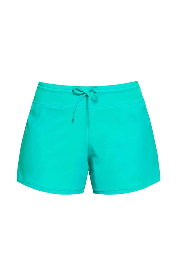 Swim Shorts Women, Women's Summer Casual Loose Solid Shorts Colorful Contrast Tie up Beachwear Competitive Swimwear#Square Cut Swimsuit Bottoms for Women Green S