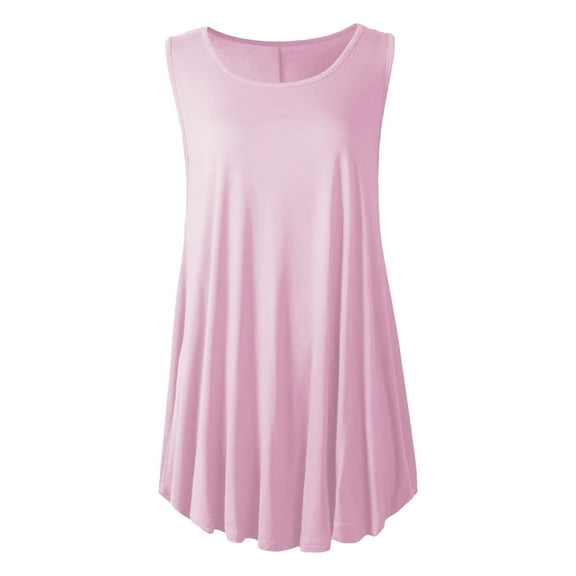 Duoif Tank Top for Women, Women Plus Size Sleeveless Solid Color Vest Loose Coat Casual Summer Dress Swing Shirt Jeans Womens Tank Tops Womens Tops Pink XXXXL