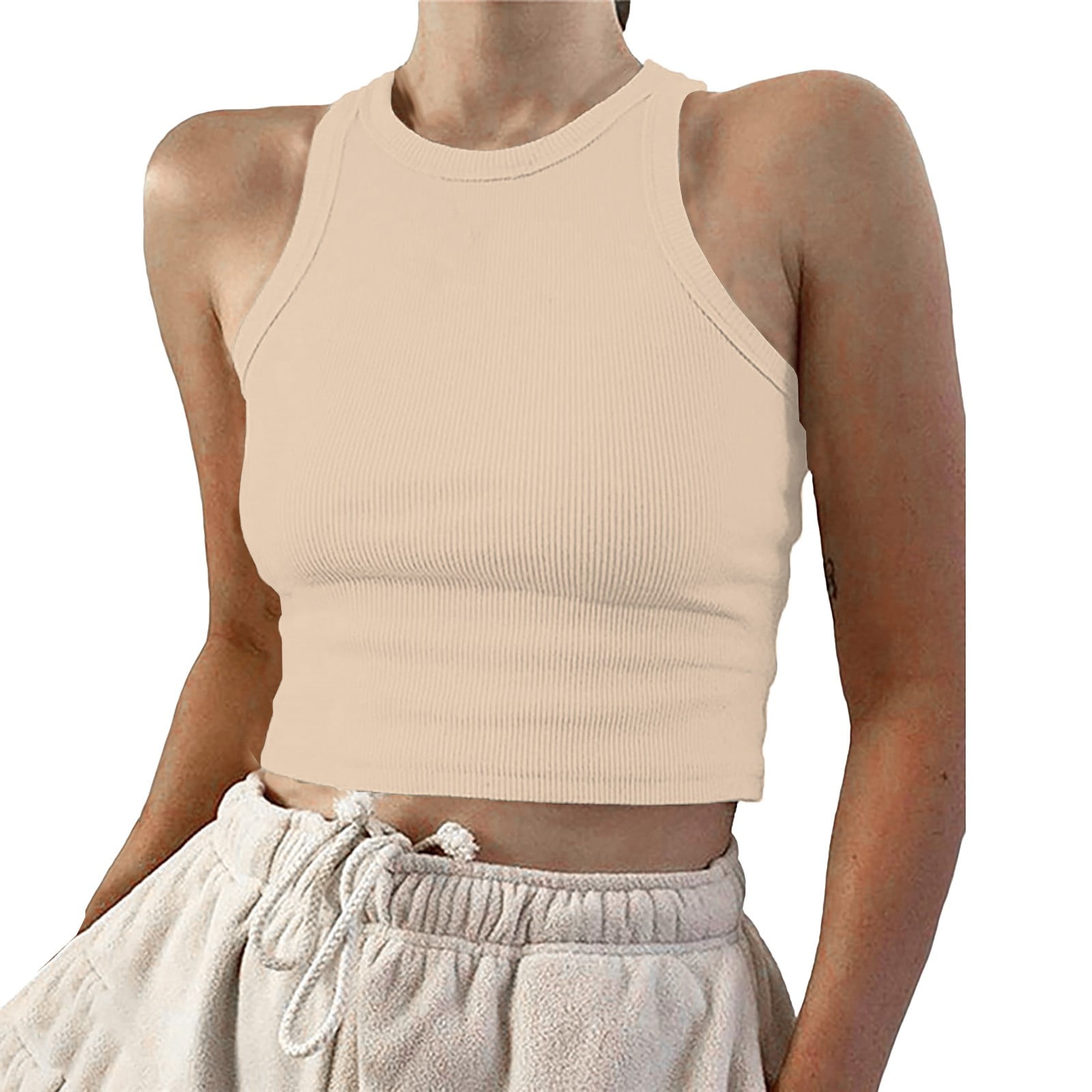 Duoif Tank Top for Women, Women's Cropped Tank Tops Ribbed