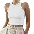thumbnail image 1 of Duoif Tank Top for Women, Women's Cropped Tank Tops Ribbed Sleeveless Crew Neck Blouses Summer Casual Basic Tops Womens Tank Tops Womens Tops White XXL, 1 of 4
