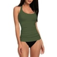 thumbnail image 1 of Duoif Tankini Tops for Women Swimwear Top Tummy Bathing Suit Top No Bottom Womens Swimsuits Army Green L, 1 of 5