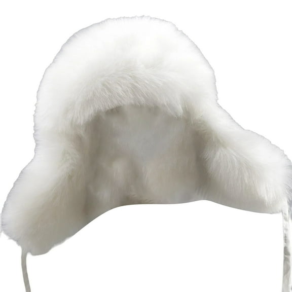Duoif Trapper Hat Winter Hats for Men Faux Trapper Hat with Ear for Skiing Head Circumference Winter Hats for Women White