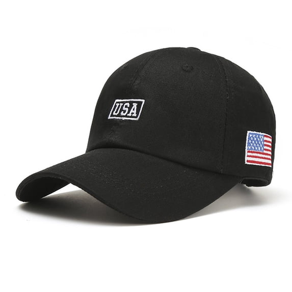 Duoif Unisex Usa Flag Embroidery Baseball Cap Adjustable, Black One Size