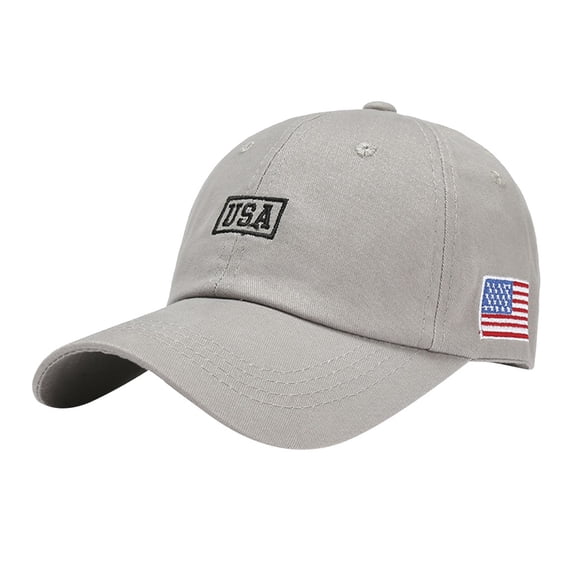 Duoif Unisex Usa Flag Embroidery Baseball Cap Adjustable, Grey One Size