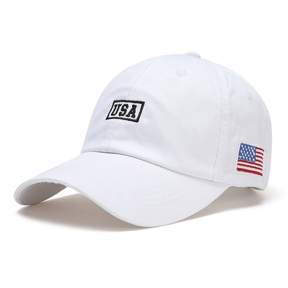 Duoif Unisex Usa Flag Embroidery Baseball Cap Adjustable, White One Size