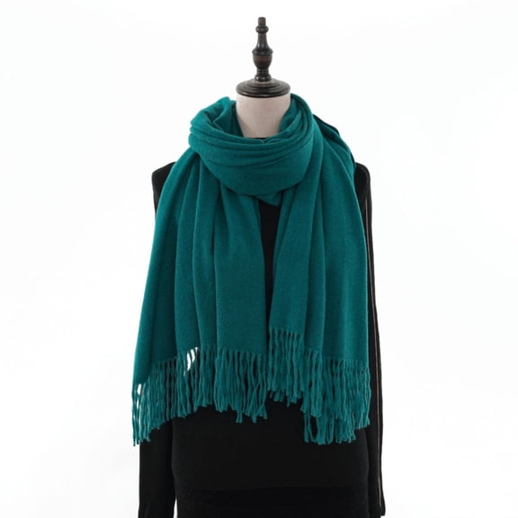 Duoif Warm Scarf for Women Winter Soft Solid Color Imitation Single Color Hanging Hair Fashion Scarf Versatile and Warm Scarf for Women Blue