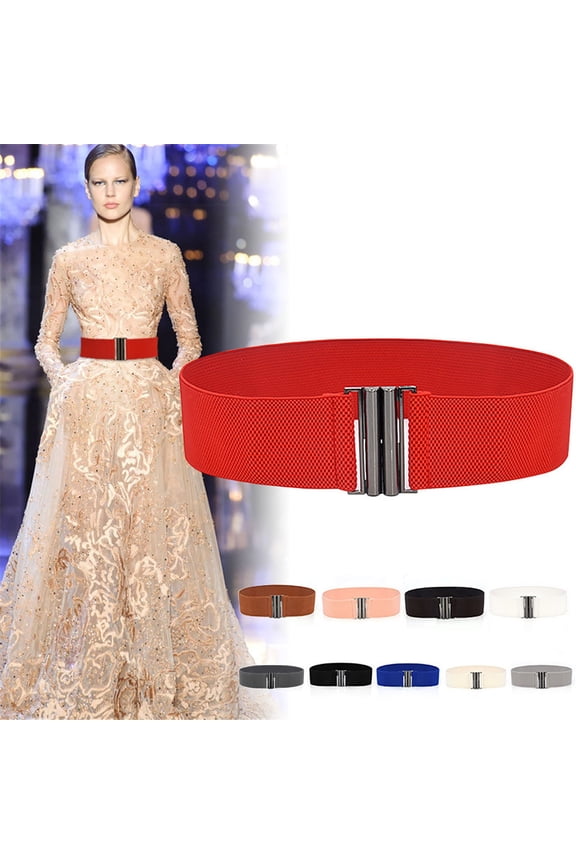 Wide Belts for Women Wide Elastic Waist Belt for Dresses Fashion Thick Stretchy Belt for Trendy Beige
