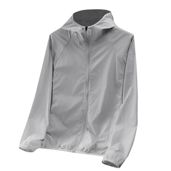 Duoif Windbreaker Jacket Women, Raincoats Athletic Workout Hoodie Summer Cycling Jackets Lightweight Rain Jacket Sun Activewear Jackets for Women Grey XXXXL