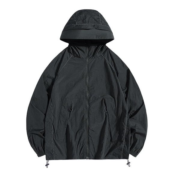 Duoif Windbreaker Jacket Women, Sports Jacket Sun Protection Jacket Full Zip Lightweight Jacket Summer Ice Breathable Outdoor Thin Athletic Workout Hoodie Jackets for Women Black S