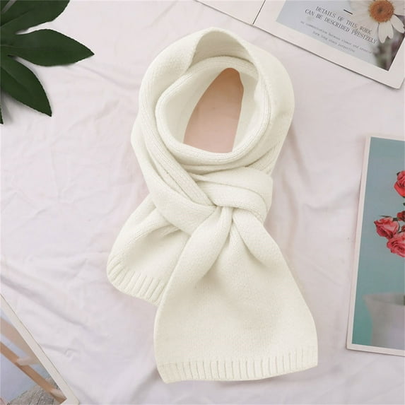 Duoif Winter Scarf for Women Warm Solid Color Scarf for Women Autumn and Winter Solid Color Patch Versatile and Fashionable Knitted Scarf for Men White