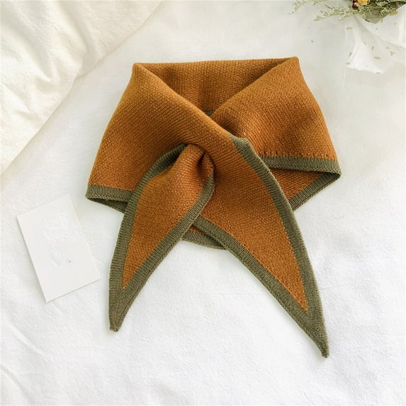 Duoif Women Scarf, Women Scarf Contrast Color Autumn Winter Knitting Collar Scarf for Outdoor Scarf Shawl Orange
