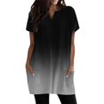 thumbnail image 1 of Duoif Women's Casual V Neck Short Sleeve Dress Loose Fit T Shirt Dress with Pockets Black L, 1 of 8