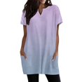thumbnail image 1 of Duoif Women's Casual V Neck Short Sleeve Dress Loose Fit T Shirt Dress with Pockets Light Violet S, 1 of 9