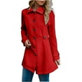 thumbnail image 1 of Duoif Women's Coats Women's Trench Coat Double Breasted Classic Lapel Petite Overcoat Belted Slim Outerwear Coat Jackets for Women Red M, 1 of 4