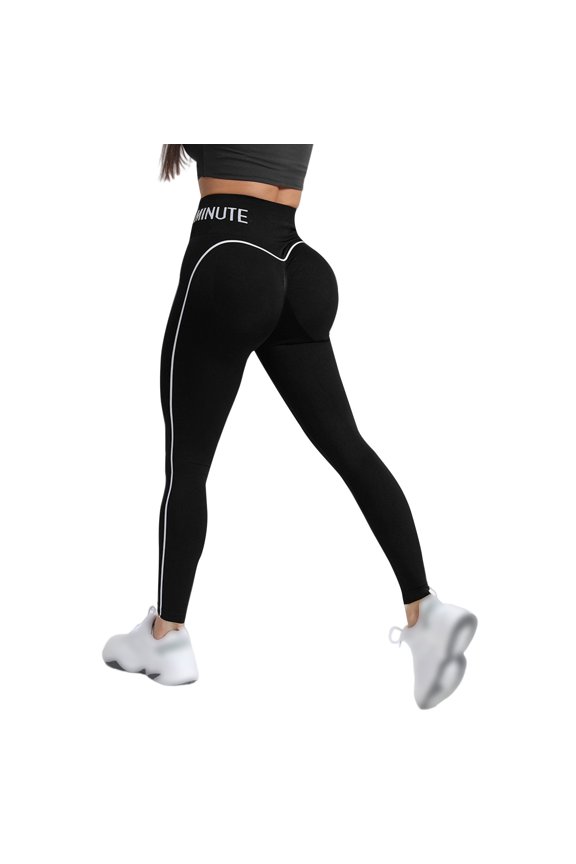 Women's Fit Yoga Pants High Waisted Belly Training Outerwear Slim Fitting Sports Tights Womens Bottoms Black L