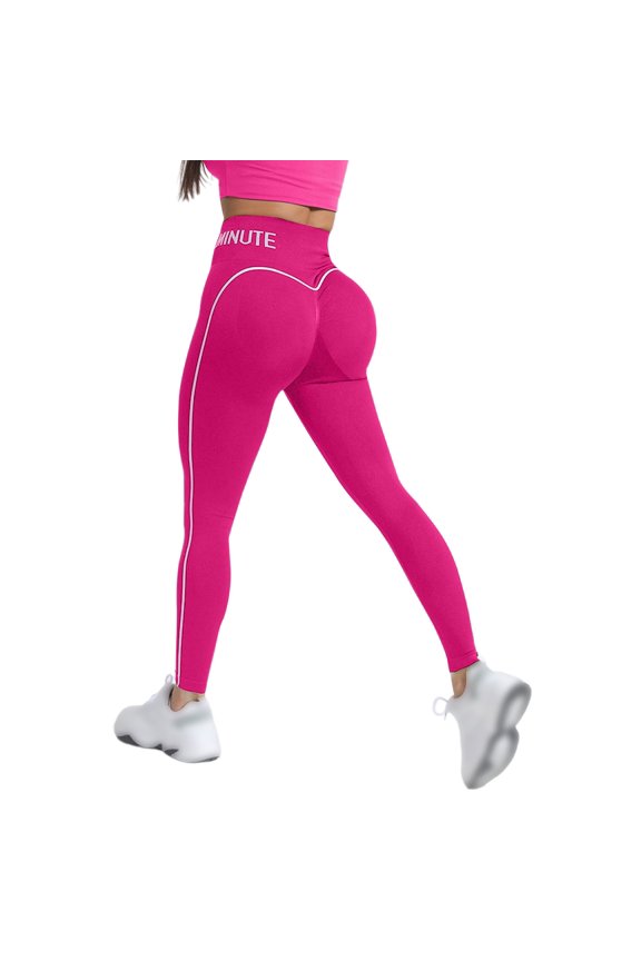 Women's Fit Yoga Pants High Waisted Belly Training Outerwear Slim Fitting Sports Tights Womens Bottoms Hot Pink S