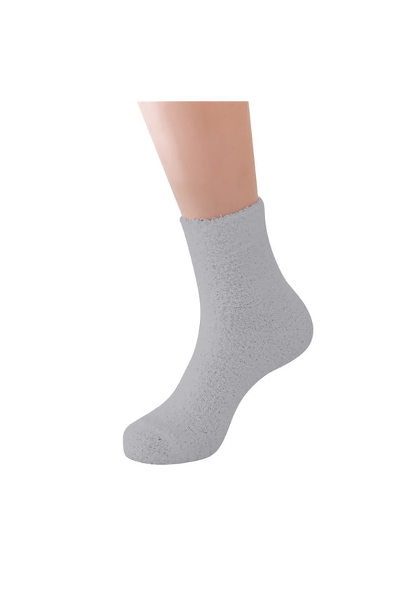 Women's Fuzzy Slipper Socks Warm Soft Winter Plush, Grey One Size