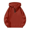 thumbnail image 1 of Duoif Women's Hoodies, Ladies' Casual Half Zip Sports Sweatshirt - Loose Fit Womens Sweatshirt Brick Red L, 1 of 2