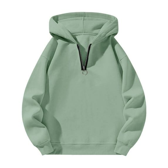 Duoif Women's Hoodies, Ladies' Casual Half Zip Sports Sweatshirt - Loose Fit Womens Sweatshirt Light Green XXXL