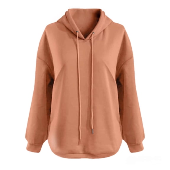 Duoif Women's Hoodies, Ladies' Casual Pullover Sweater - Pure & Multi-Colors, Long Sleeve Womens Sweatshirt Orange XXL