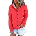 thumbnail image 1 of Duoif Women's Hoodies, Women's Long Sleeve Cardigan - Casual Button Pocket Design Womens Sweatshirt Red S, 1 of 8