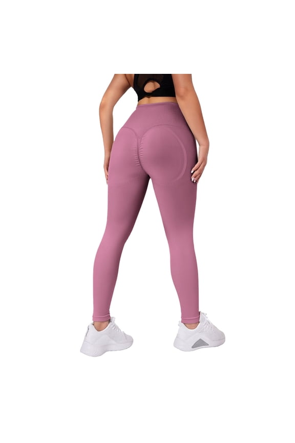 Women's Knit Tight Height Waist Breathable Outdoor Running Fitness Pants Hip Yoga Pants Womens Bottoms Pink M
