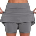 thumbnail image 1 of Duoif Women's Skorts with Pockets - Athletic Tennis Golf Skirt, Solid Casual Mid Waist Flared Shorts, Grey, S, 1 of 6