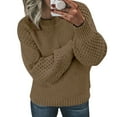 thumbnail image 1 of Duoif Women's Sweaters, Autumn & Winter Veneer Wool Sweater - Women's Loose Round Neck Top Fall Sweaters for Women Khaki L, 1 of 4