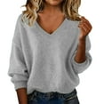 thumbnail image 1 of Duoif Women's Sweaters European & American Off-Shoulder Sweater - Loose Hooded Top Sweaters for Women Grey XXL, 1 of 4