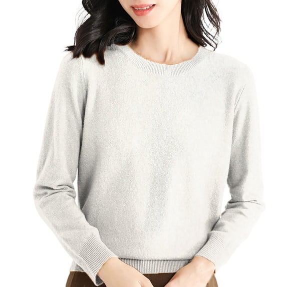 Duoif Women's Sweaters, Sweaters for Women Crew Neck Women's Sweater Long Sleeve Soft Pullover Sweaters for Women Beige XXL