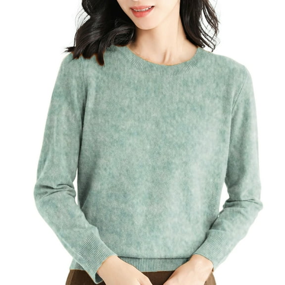 Duoif Women's Sweaters, Sweaters for Women Crew Neck Women's Sweater Long Sleeve Soft Pullover Sweaters for Women Mint Green M