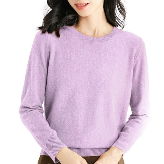 Duoif Women's Sweaters, Sweaters for Women Crew Neck Women's Sweater Long Sleeve Soft Pullover Sweaters for Women Purple L