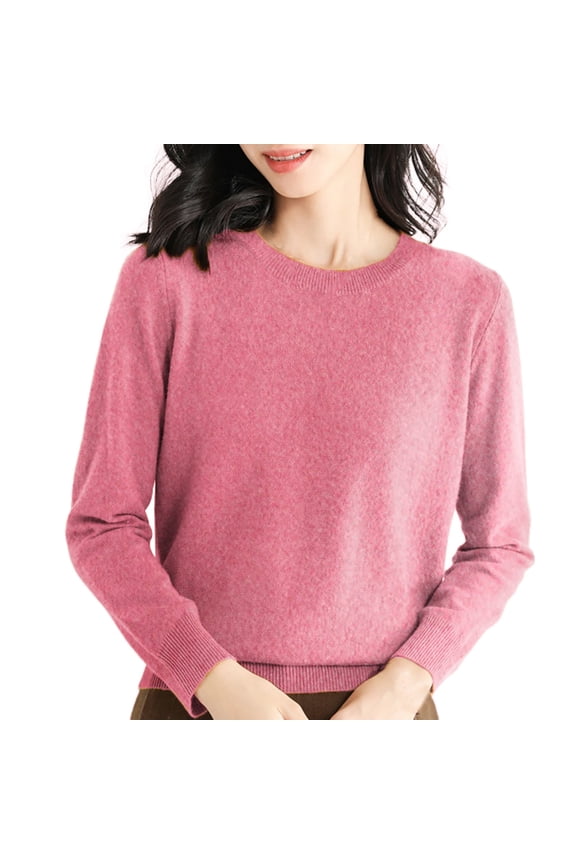 Women's Sweaters, Sweaters for Women Crew Neck Women's Sweater Long Sleeve Soft Pullover Sweaters for Women Rose Gold M