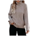 thumbnail image 1 of Duoif Women's Sweaters Women Fashion Pullover Long Sleeve Turtleneck Sweater Blouse Sweaters for Women Khaki M, 1 of 7