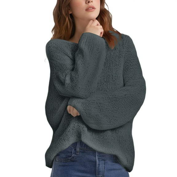 Duoif Women's Sweaters, Women's Art Print Knitted Pullover - Winter Warm Layer Top Fall Sweaters for Women Navy S