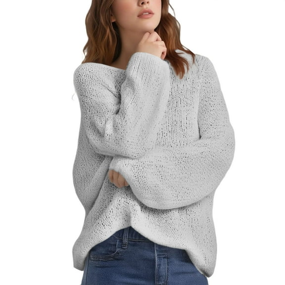 Duoif Women's Sweaters, Women's Art Print Knitted Pullover - Winter Warm Layer Top Fall Sweaters for Women White S